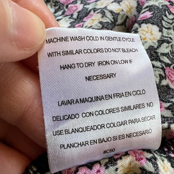 Lily Rose Womens Flounce Smocked Mini Dress Floral Spaghetti Strap Medium - Picture 10 of 10